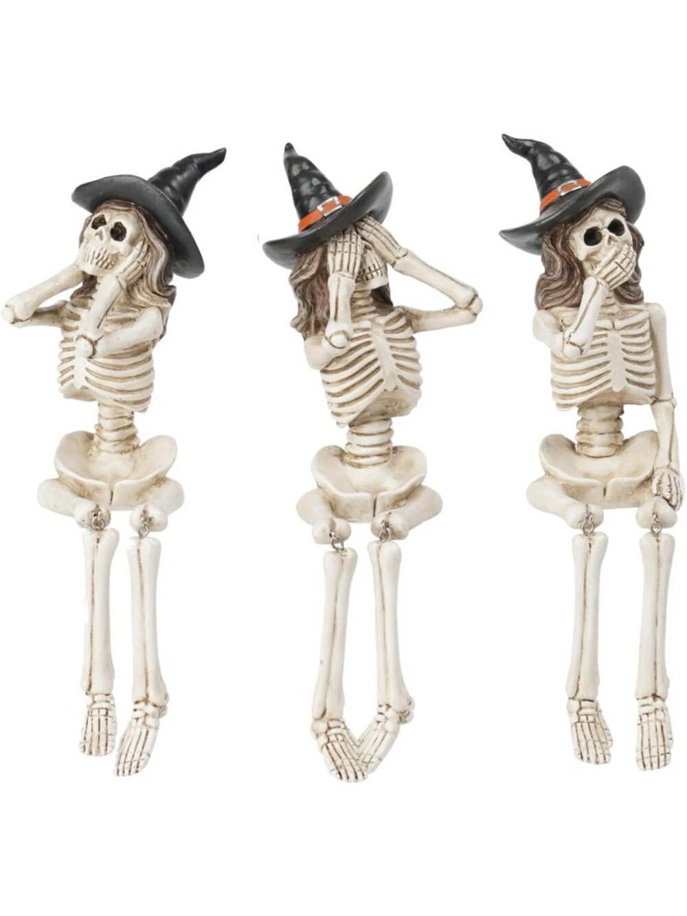 Set of 3 Halloween No-Evil Skeleton Collectible-Figurines Realistic Skeleton